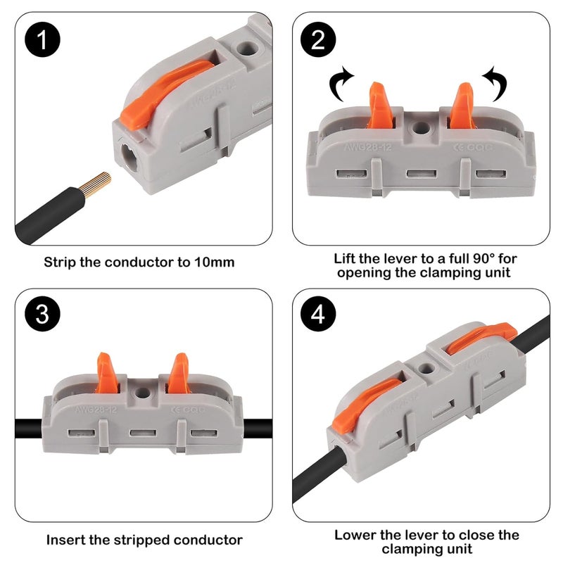 AiTrip 30 pcs Conductor Compact Lever Connectors Nuts, Electrical Connectors Wire Terminals for Any Circuit Inline Splices 28-12 AWG - Image 3